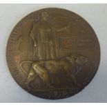 A Great War bronze death plaque to P.O. Albert Edward Clarke H.M.S.Anchusa (direct from the family).