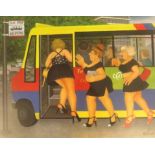 Beryl Cook (1926-2008), signed limited print 'Bus Stop' No334/650, 40cm x 50cm