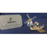 Swarovski Crystal Glass Crystal Memories collection consisting of Viking long boat and Windmill,