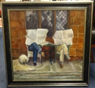 Ann Lunn (Dawlish Artist) 'Waiting for Lunch' oil on board, 59cm x 59cm.
