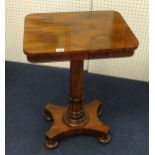 A 19th Century rosewood wine table with pedestal platform base, the rectangular rounded top 51cm x