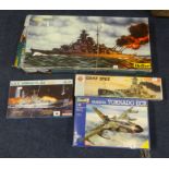 A Heller scale model ship, Airfix and Revell models (4).