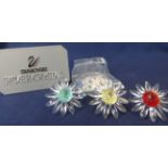 Swarovski Crystal Glass Collection of red, green, yellow margaritas and small packet of