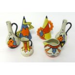 Collection of Lorna Bailey, including a pair of small jugs with inscription 'The 1st Limited Edition