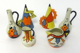 Collection of Lorna Bailey, including a pair of small jugs with inscription 'The 1st Limited Edition