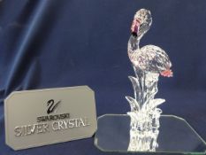 Swarovski Crystal Glass Coloured Flamingo, boxed as new
