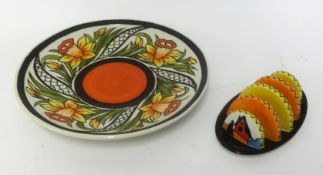 Lorna Bailey a large signed floral plate limited edition 18/250 also a signed toast rack (2).