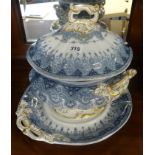 A large Victorian vegetable tureen and stand together with a Masons tureen and stand also a