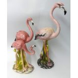 Two ornamental china flamingos, the tallest 70cm.