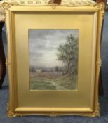 F.Maltby, oil painting, country landscape, signed, in a gilt frame.