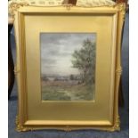 F.Maltby, oil painting, country landscape, signed, in a gilt frame.