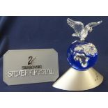 Swarovski Crystal Glass Crystal Planet Vision 2000 with dove holding leaf, also Certificate Of
