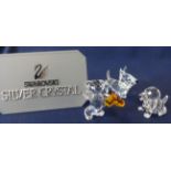 Swarovski Crystal Glass Two dogs and a bear, boxed as new