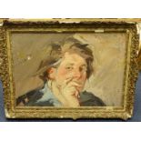 Robert Lenkiewicz (1941-2002) early self portrait oil on board, with another portrait on the reverse