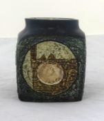 Troika, a square box vase, signed AB?, height 9cm.