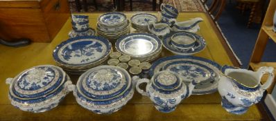 A large collection of Booths 'Old Willow' pattererned dinnerware.