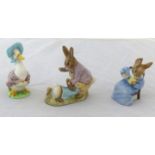 Beswick, three Beatrix Potter figures including Jemima Puddleduck and Cotton Tail (3).