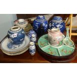 Various Chinese ginger jars, Imari plates, blue and white chinaware and Chinese dish etc.