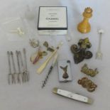 Various small items including miniature glassware, chanel box, various objects etc.