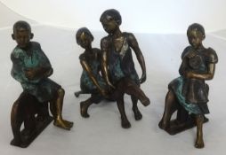 Loni Kreuder (German Sculptor, born 1940) Three bronze figures of children, the tallest 20cm.