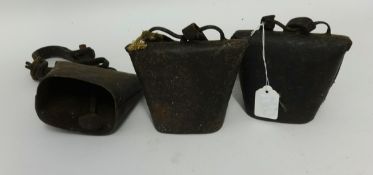 Three old Swiss cattle bells