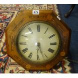 A 19th Century Postman's wall clock with alarm and parquetry inlaid case.