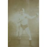 Three old framed photographs including boxing, Jack Palmer Middleweight Boxing Champion and Mike