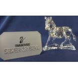 Swarovski Crystal Glass Zebra with champagne markings, boxed as new