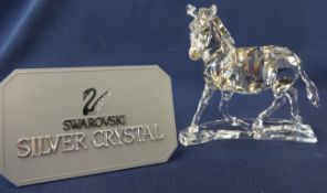 Swarovski Crystal Glass Zebra with champagne markings, boxed as new