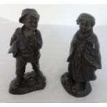 A pair of bronze figures, signed J.D'aste, child figures, height 18cm.