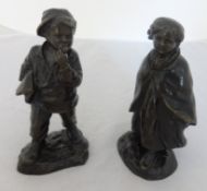 A pair of bronze figures, signed J.D'aste, child figures, height 18cm.