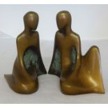 Loni Kreuder (Dutch), two bronze figures, signed with monogram No.10/200 height 17cm (Purchased
