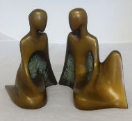 Loni Kreuder (Dutch), two bronze figures, signed with monogram No.10/200 height 17cm (Purchased