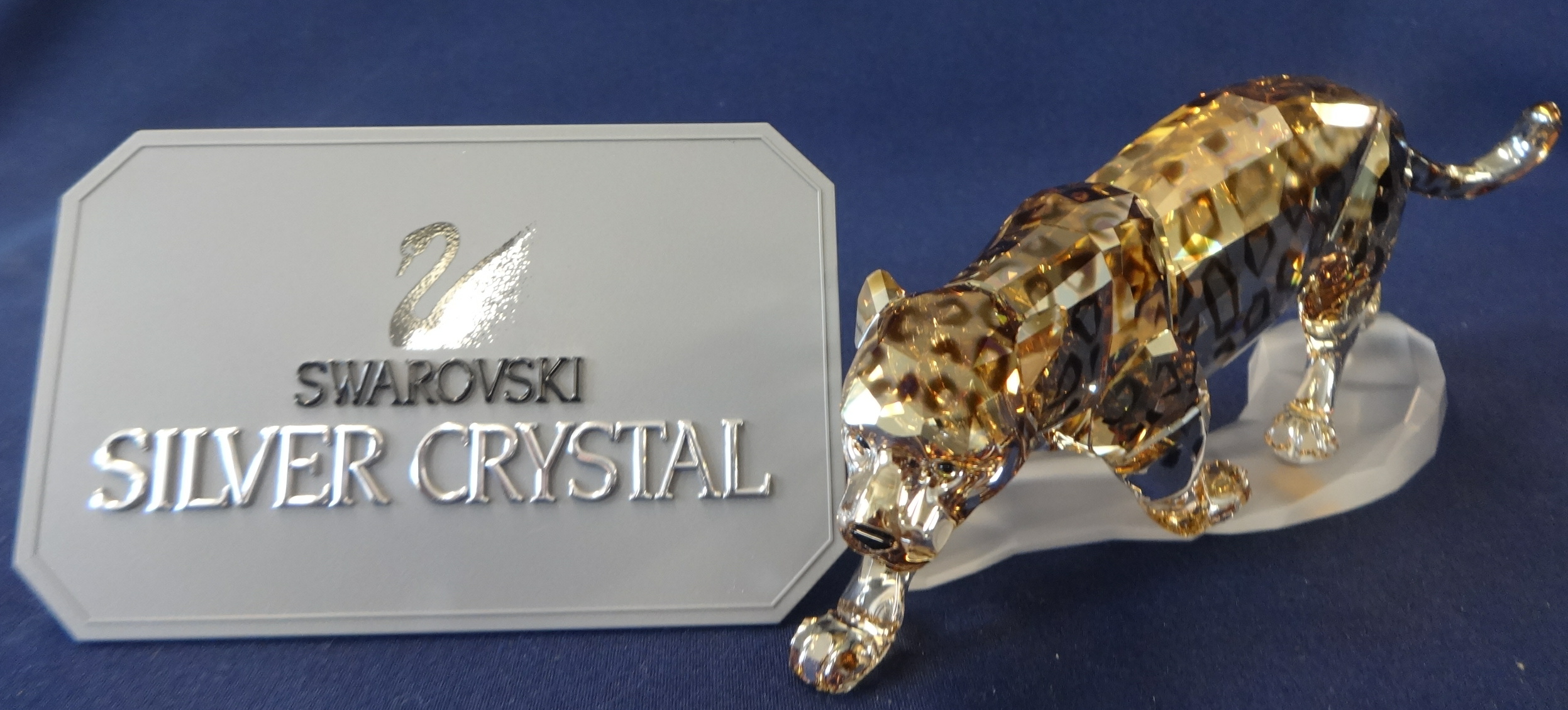 Swarovski Crystal Glass Jaguar, Golden Shine colour, boxed as new