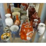 A small collection of Chinese and other ceramics including Japanese miniature sill vases, Imari