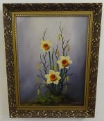 Clem Spencer, signed oil on board, 'Daffodil', 39cm x 29cm.