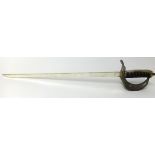 George V short sword with pierced steel handguard (lacks scabbard), 74cm long.