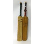 Two signed cricket bats including Australia and West Indies 1960's touring teams, including Peter
