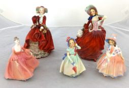 Four Royal Doulton figures including HN1934 and HN1834 and another.