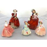 Four Royal Doulton figures including HN1934 and HN1834 and another.