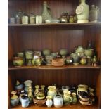 A quantity of various Tremar and other art pottery, also copper candlesticks, playing cards and