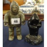 A small Inuit stone carving and another (2).