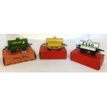 Three Hornby Gauge 0 'Esso' petrol tank wagons, 'Esso' petrol tank wagon (1936-41), two No.1