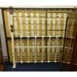 A modern brass and iron bedstead of Victorian design (double).