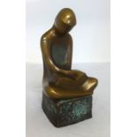Loni Kreuder (20th century Dutch), bronze figure, 'The Book Reader' signed with monogram No.2/200