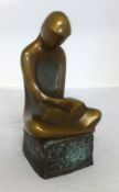 Loni Kreuder (20th century Dutch), bronze figure, 'The Book Reader' signed with monogram No.2/200