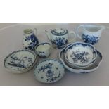 Various 19th Century and later blue and white porcelain including small worcester tea pot with