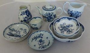 Various 19th Century and later blue and white porcelain including small worcester tea pot with