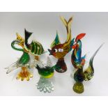 Collection of Murano glass a including fish, duck etc