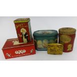 Collection of vintage biscuit tins and others, 30 tins or more